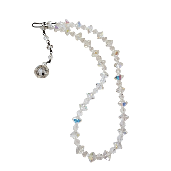Jewelry - Vintage CHOKER CRYSTAL NECKLACE SINGLE STRAND hook clasp